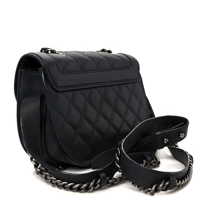 Chanel Shiny Goatskin Quilted Small Double Chained Messenger Flap Black 3 of 10