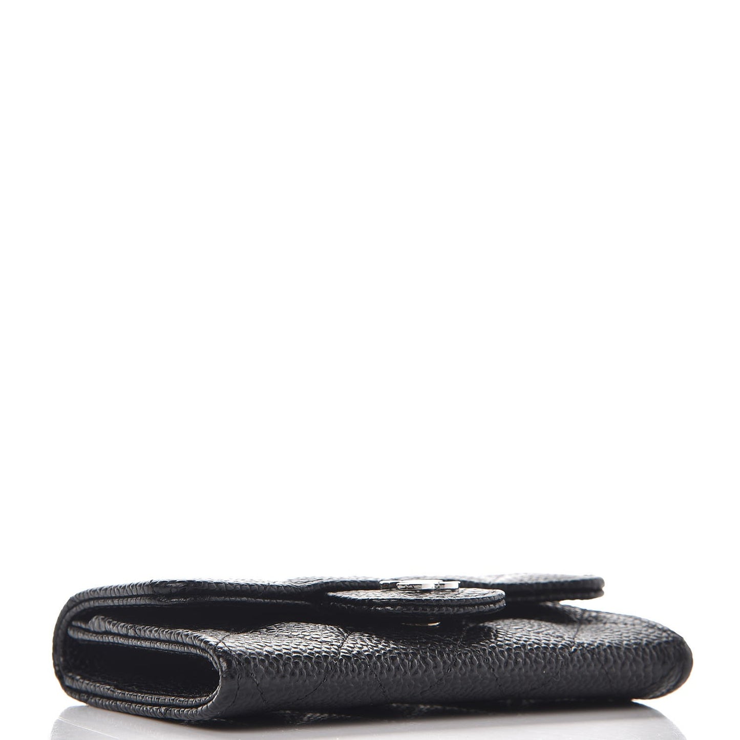 Caviar Quilted Flap Card Holder Black