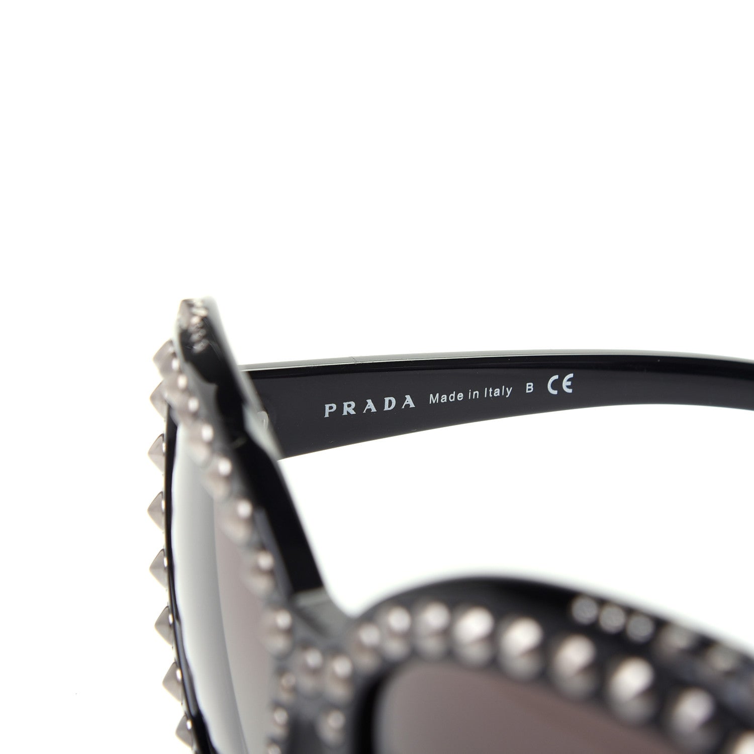 Prada Acetate Studded Ornate Cat Eye Sunglasses SPR 31Q Black 5 of 9