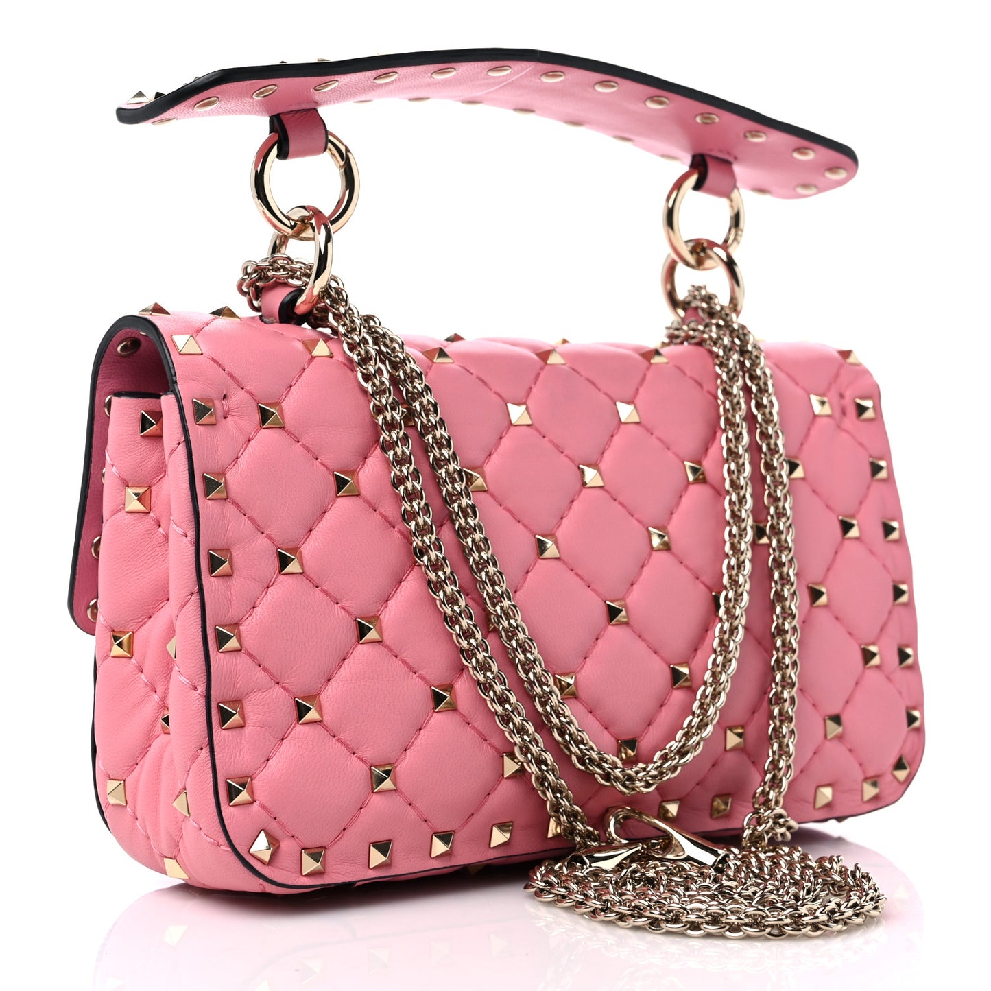 Nappa Small Rockstud Spike Shoulder Bag Candy Rose