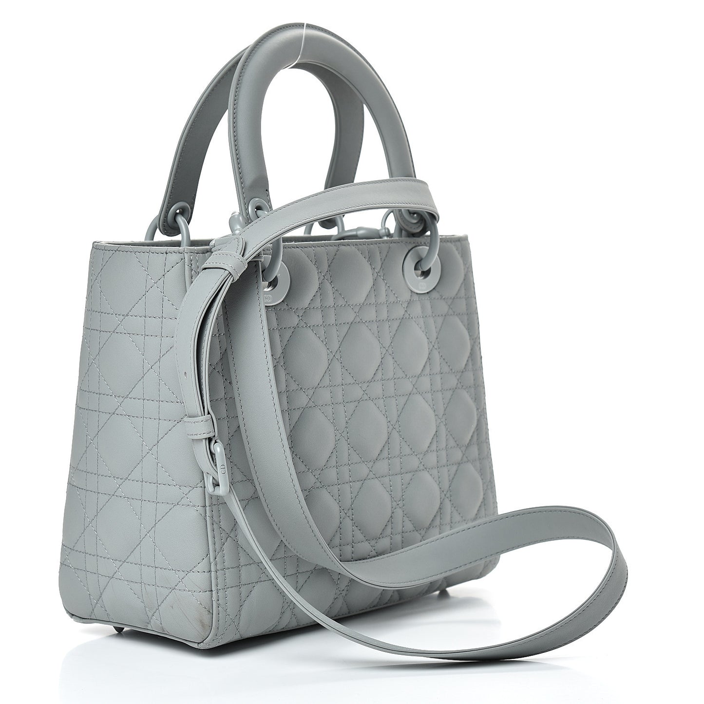 Ultra Matte Calfskin Cannage Medium Lady Dior Grey Stone