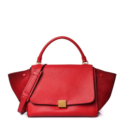 Celine Drummed Calfskin Suede Medium Trapeze Coquelicot 1 of 19