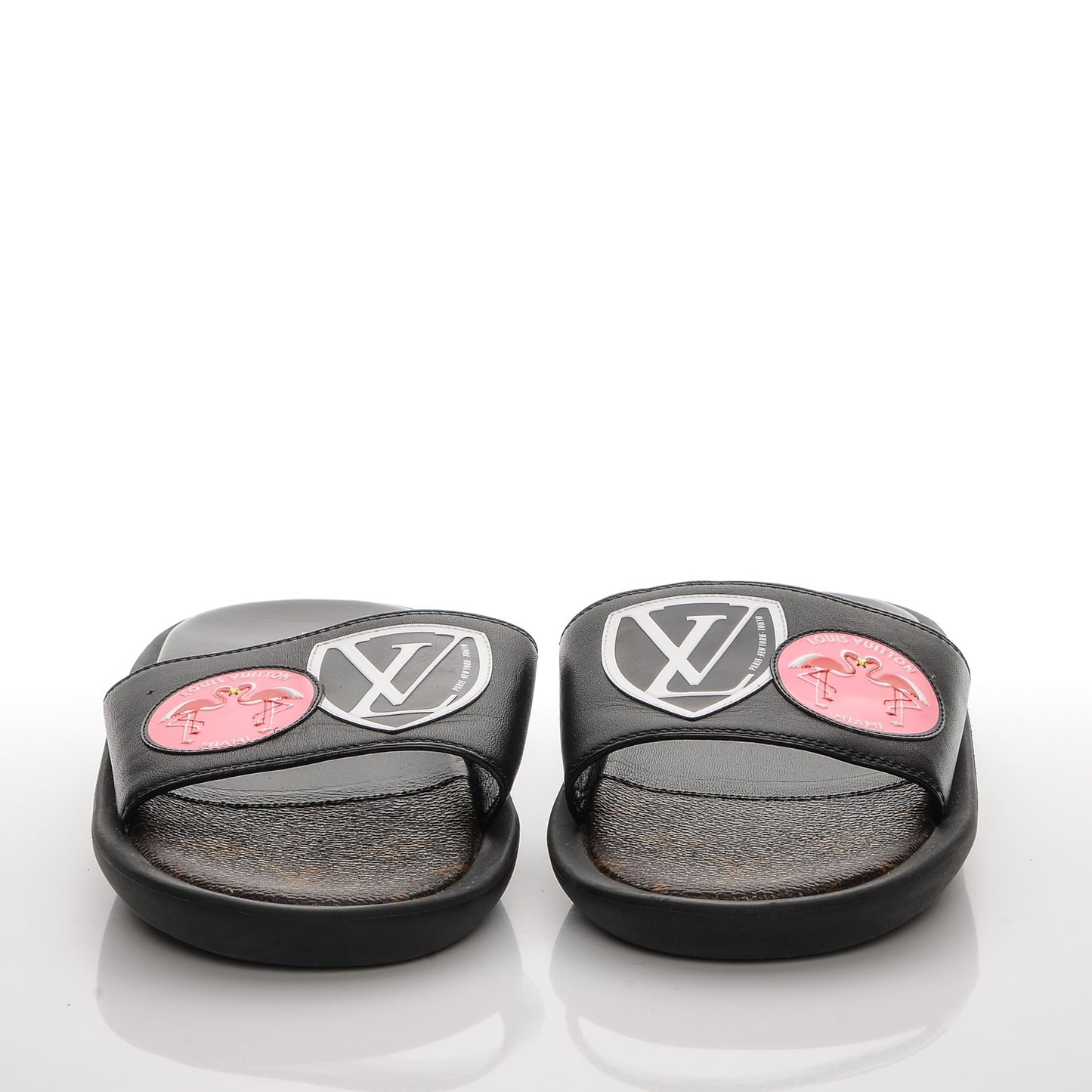 Calfskin Checkpoint World Tour Flat Mules 38