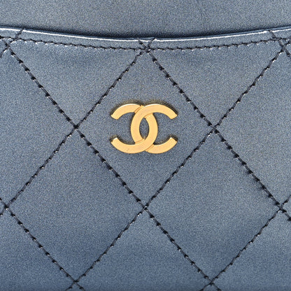 Chanel Metallic Lambskin Quilted Card Holder Dark Blue 9 of 9