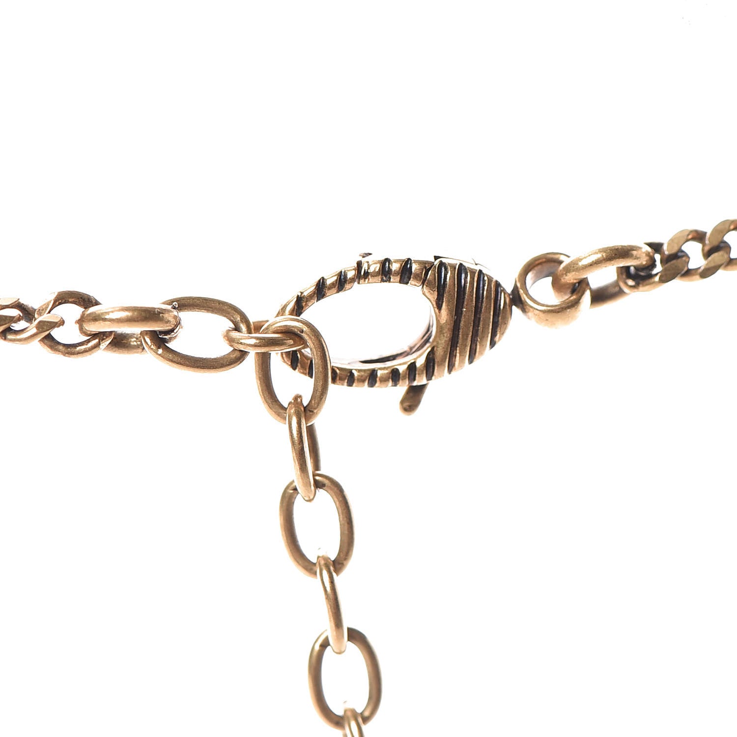 Gucci Metal Crystal Loved Short Necklace Aged Gold 5 of 8