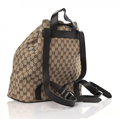 Gucci Monogram Dollar Calfskin O Drawstring Backpack Beige Ebony Testa di Moro Dark Chocolate 4 of 13