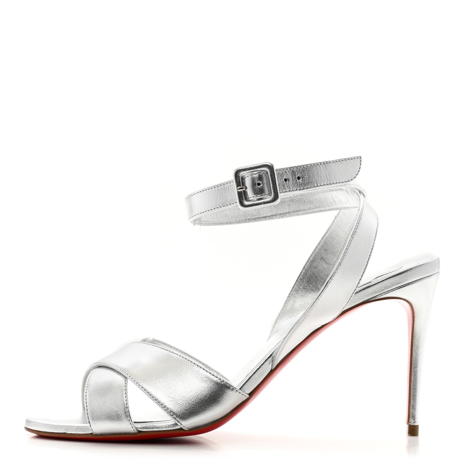 Christian Louboutin Kid Laminato Mariza 85 Sandals 40.5 Silver 1 of 9