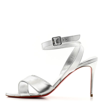 Christian Louboutin Kid Laminato Mariza 85 Sandals 40.5 Silver 1 of 9