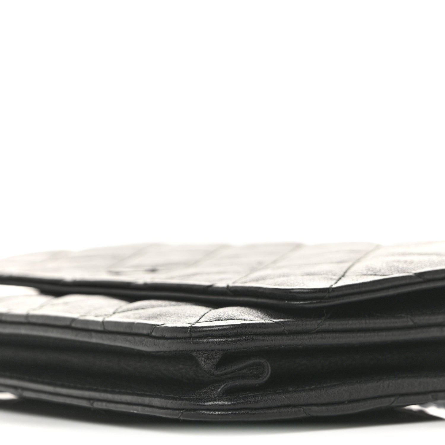 Chanel Crumpled Calfskin Quilted Wallet On Chain WOC So Black 10 of 11