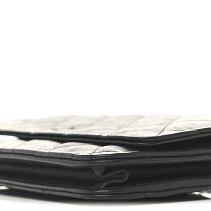 Chanel Crumpled Calfskin Quilted Wallet On Chain WOC So Black 10 of 11