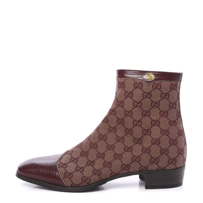 Gucci GG Monogram Lizard Mens GG Ankle Boots 8.5 Sahara Rubino Bright Bordeaux 1 of 9