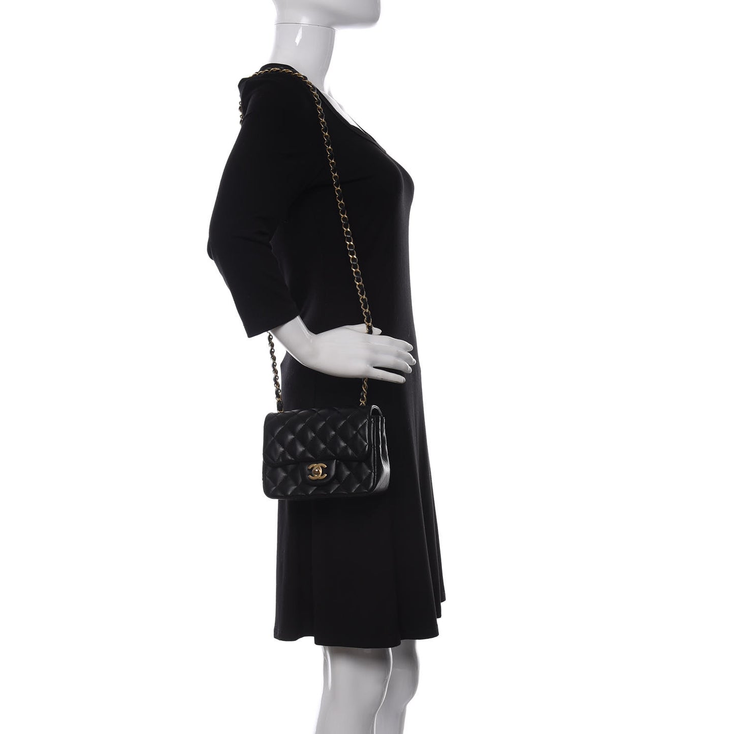 Lambskin Quilted Mini Square Flap Black