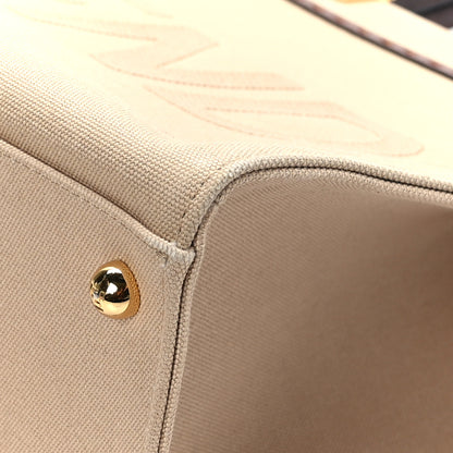 Fendi Canvas Vitello King Logo Embroidered Medium Fendi Sunshine Shopper Tote Sand Ghianda 8 of 12