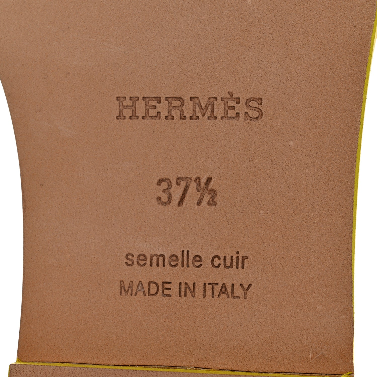 Hermes Epsom Oran Sandals 37.5 Jaune Pollen 7 of 8