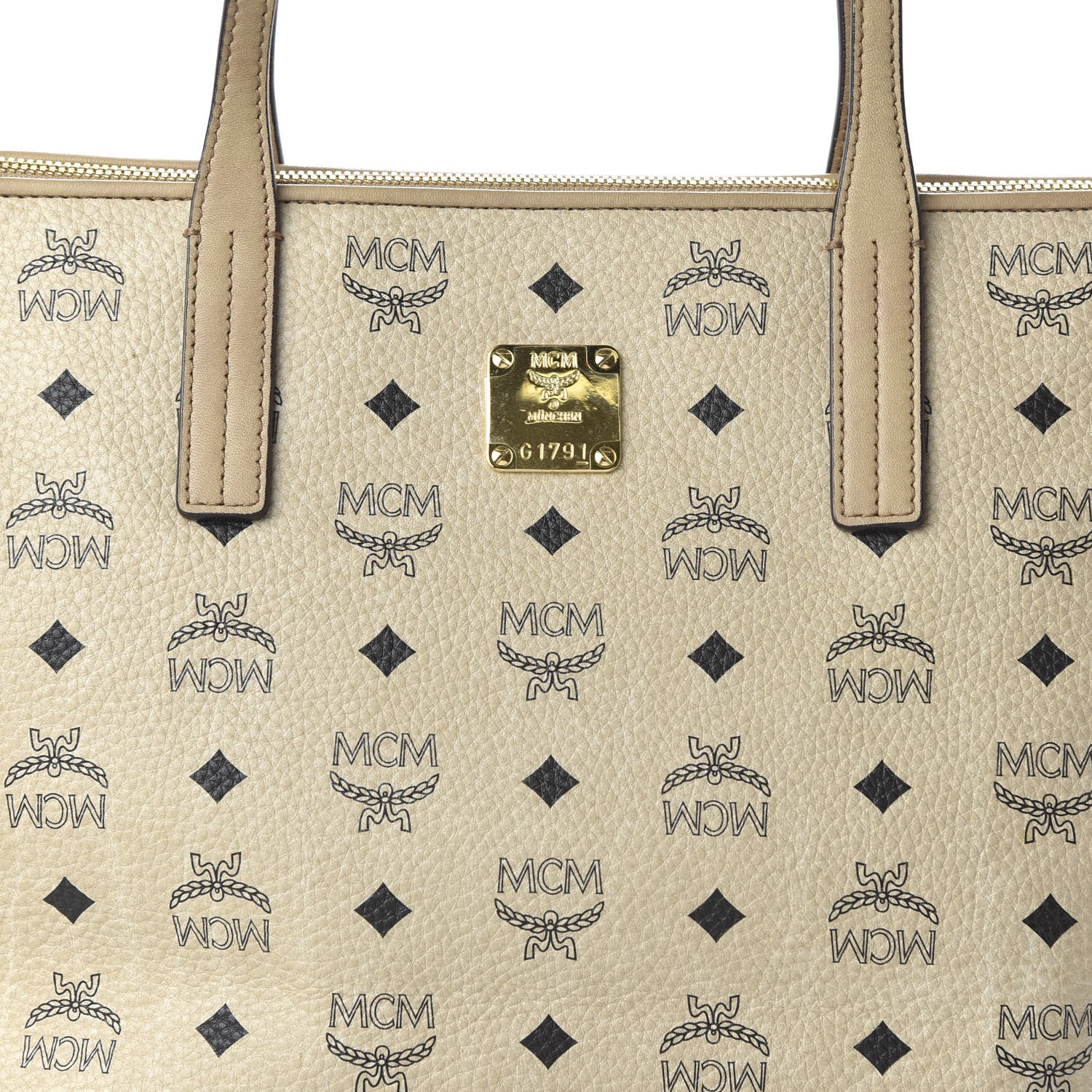 MCM Visetos Shopping Tote Beige 9 of 9