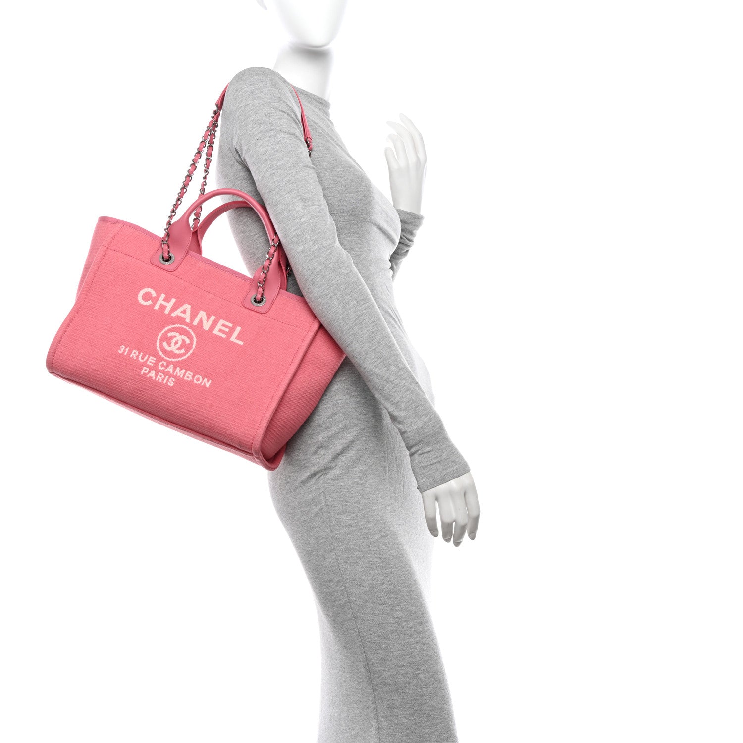 Chanel Mixed Fibers Small Deauville Tote Pink 2 of 12