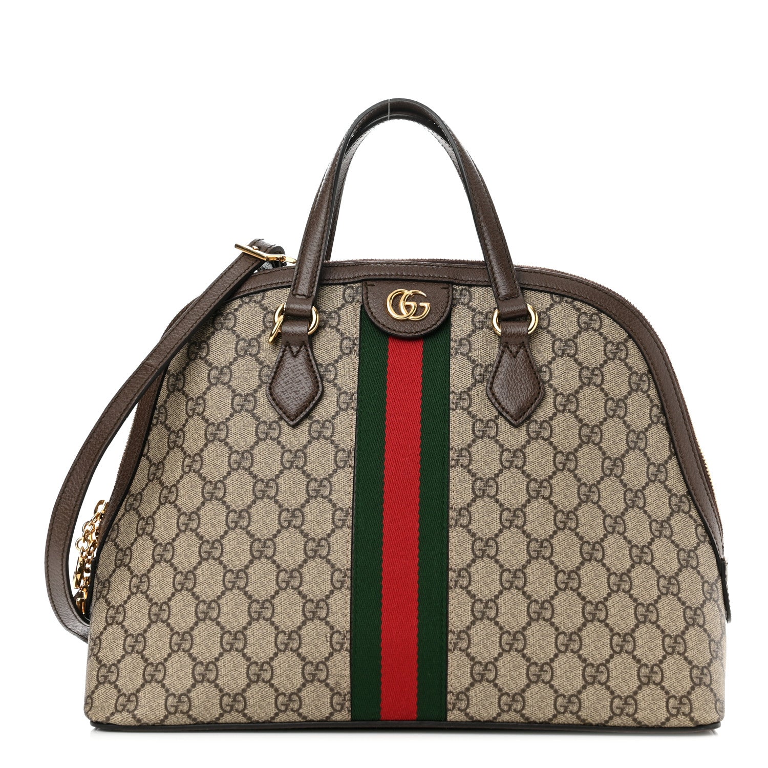 Gucci GG Supreme Monogram Web Medium Ophidia Top Handle Dome Bag Brown 1 of 10