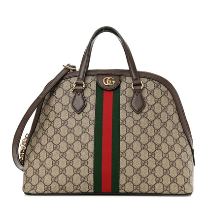 Gucci GG Supreme Monogram Web Medium Ophidia Top Handle Dome Bag Brown 1 of 10
