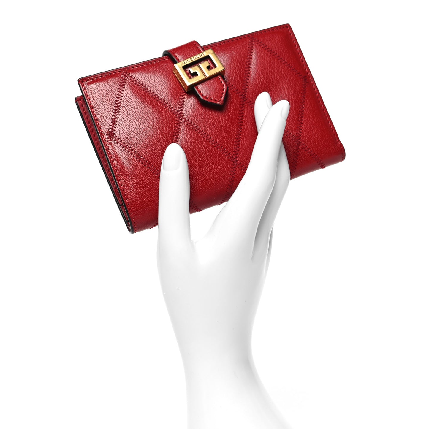 Goatskin Diamond Quilted GV3 Medium Wallet Vermillion
