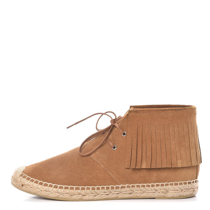 Saint Laurent Suede Mens Fringe Moccasin Bootie 38.5 Brown 1 of 13