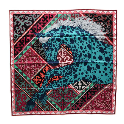Hermes Silk Appaloosa Des Steppes Scarf 90 Canard Marine Framboise 1 of 6