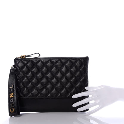 Chanel Aged Calfskin Quilted Medium Gabrielle Cosmetic Case Black 2 of 8