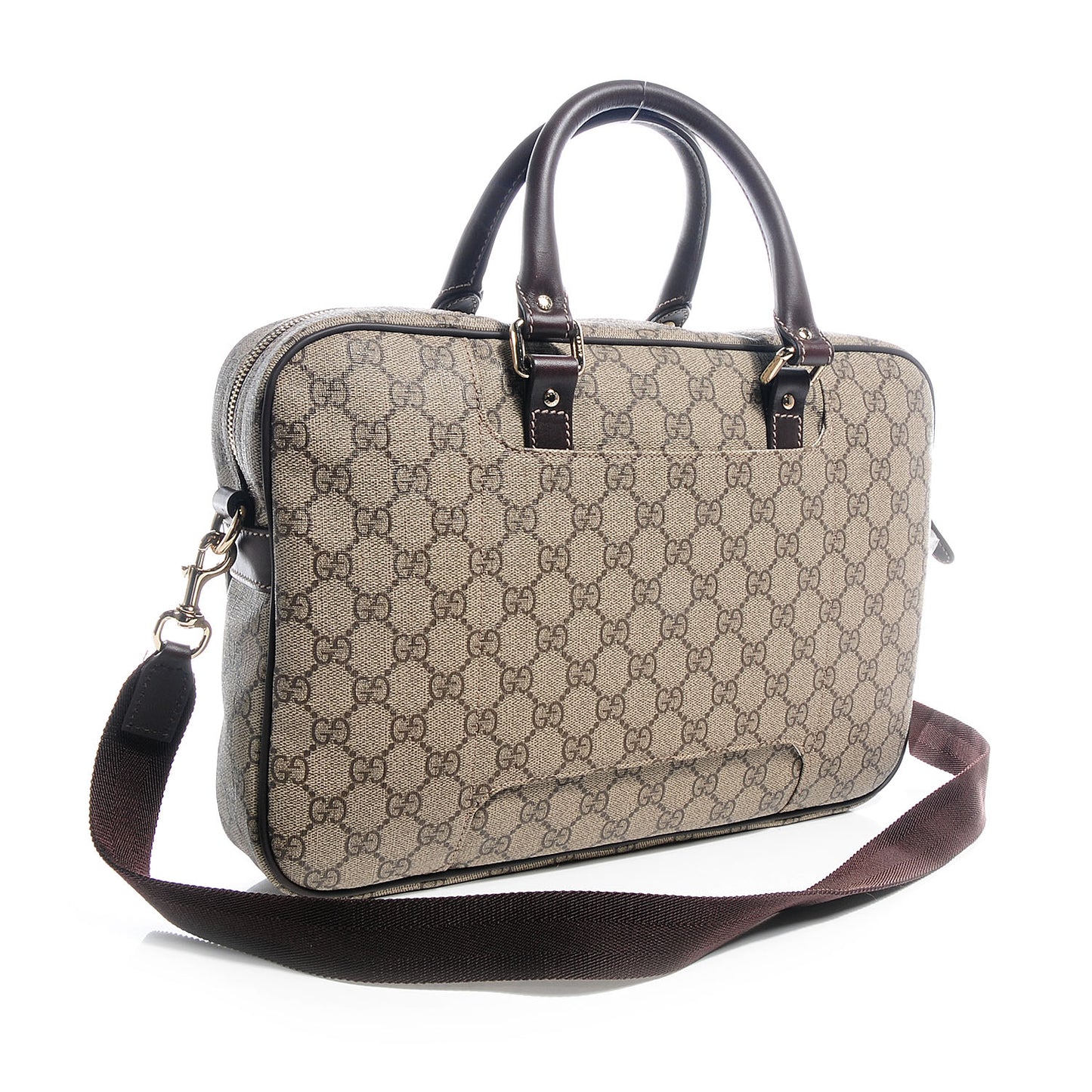 GG Supreme Monogram Briefcase Brown