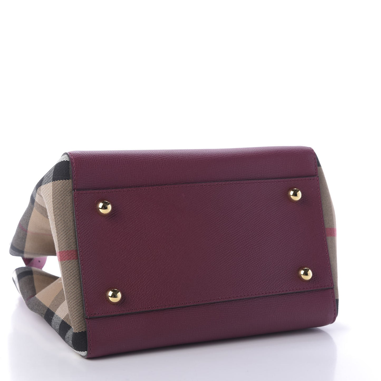 Grainy Calfskin House Check Small Canterbury Tote Berry Pink