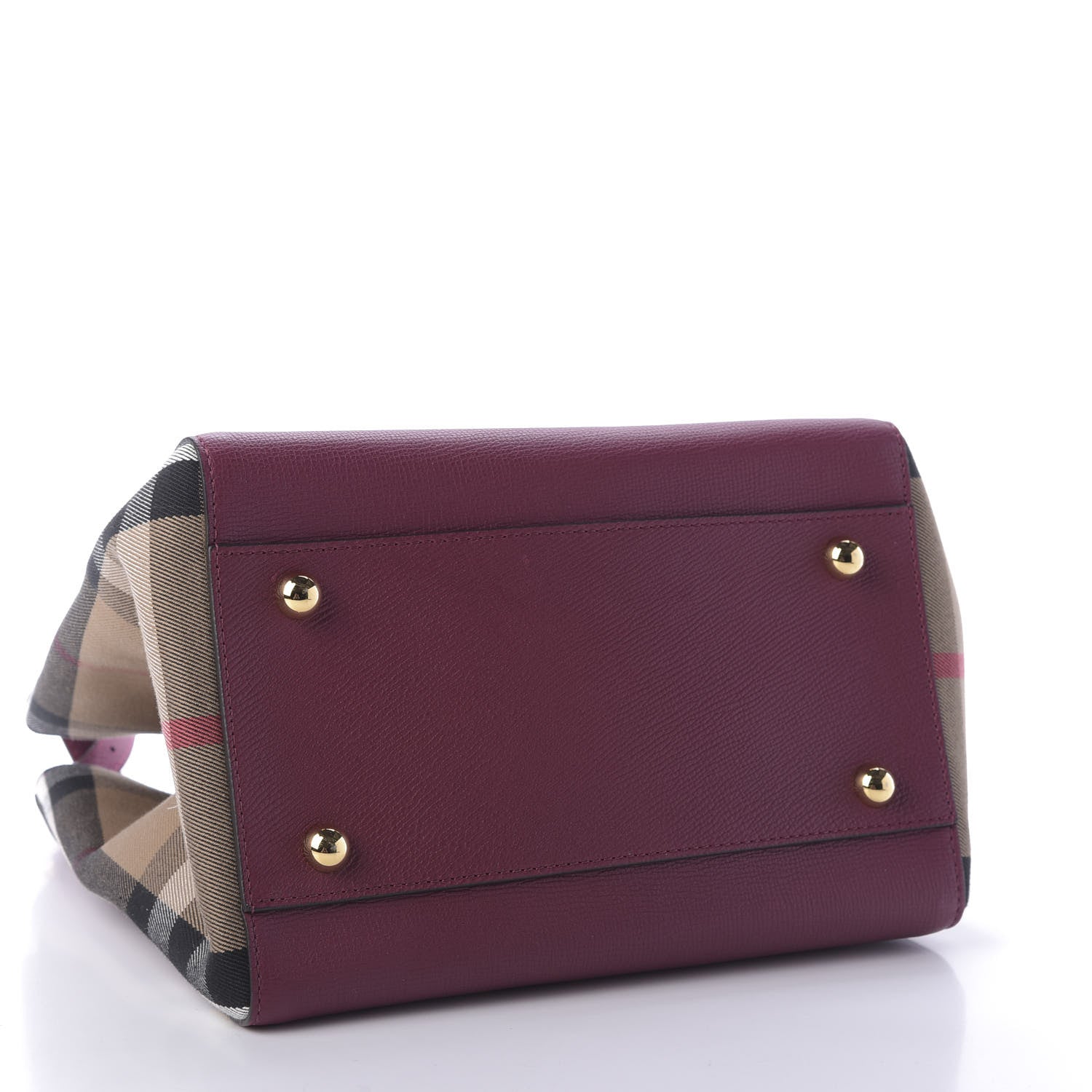 Burberry Grainy Calfskin House Check Small Canterbury Tote Berry Pink 4 of 10