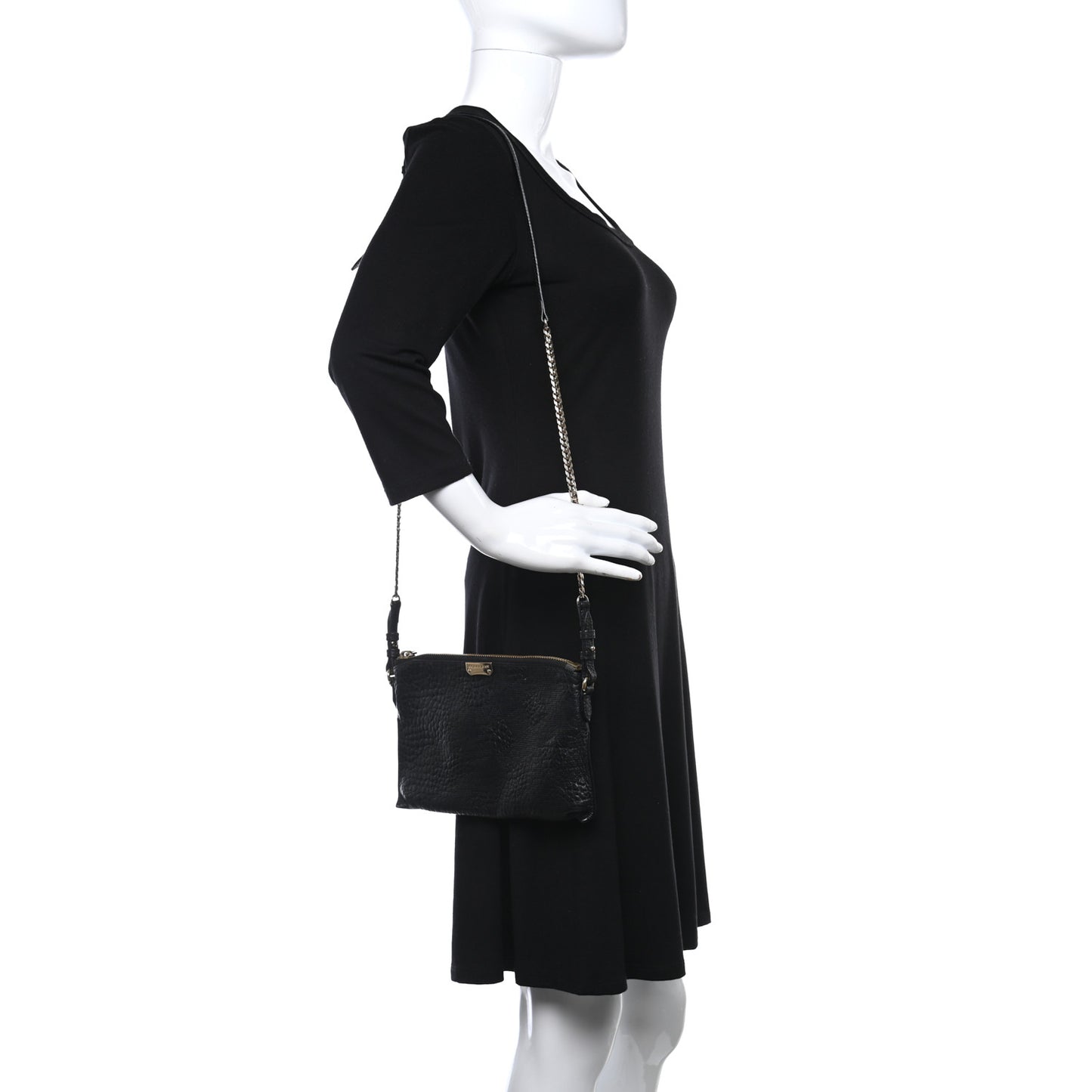 Signature Grain Calfskin Crossbody Bag Black