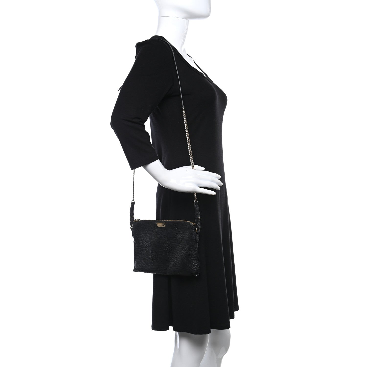 Burberry Signature Grain Calfskin Crossbody Bag Black 2 of 14