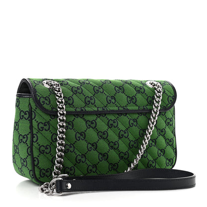 Gucci Monogram Multicolor Matelasse Diagonal Small GG Marmont Shoulder Bag Green Blue 2 of 9