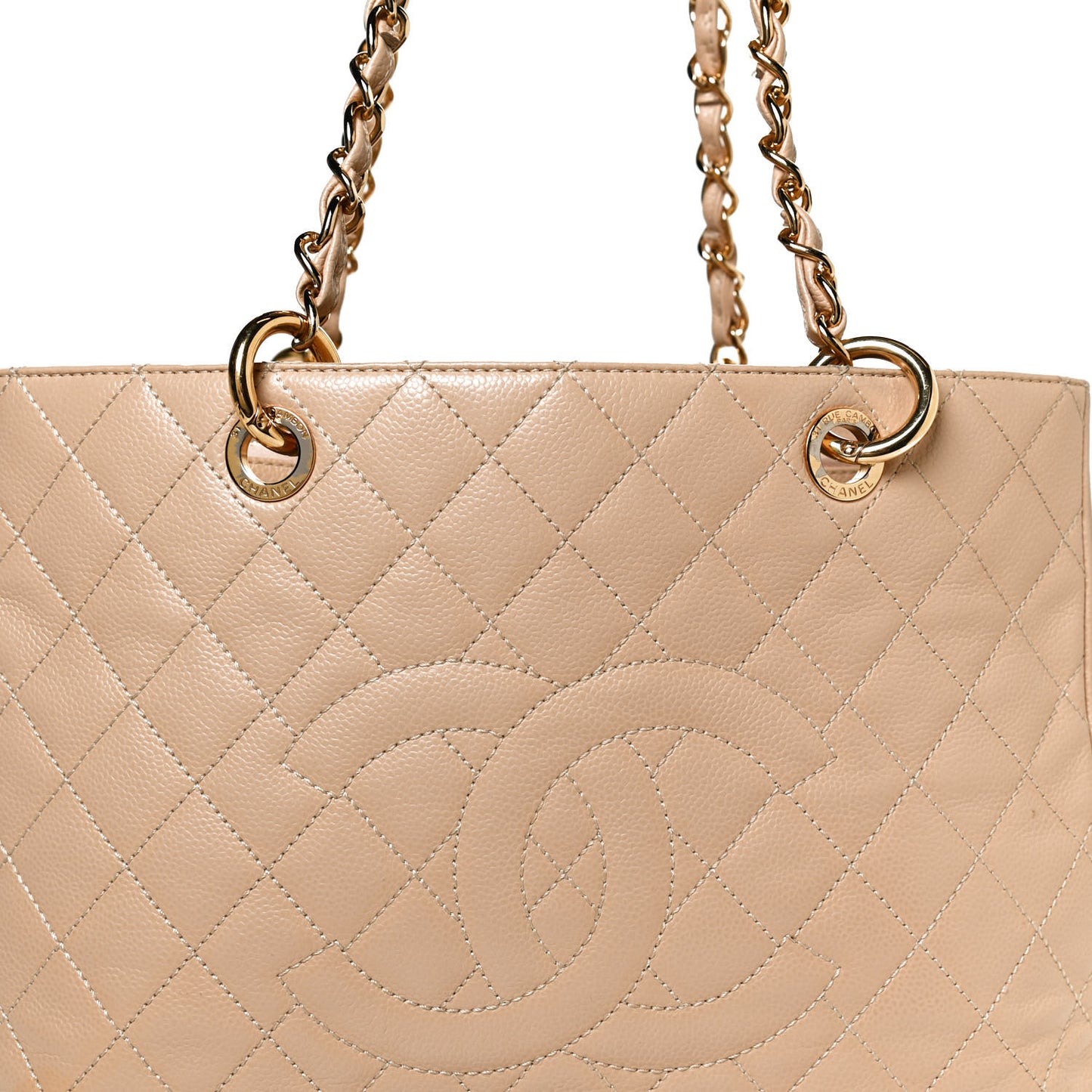 Caviar Quilted Grand Shopping Tote GST Beige
