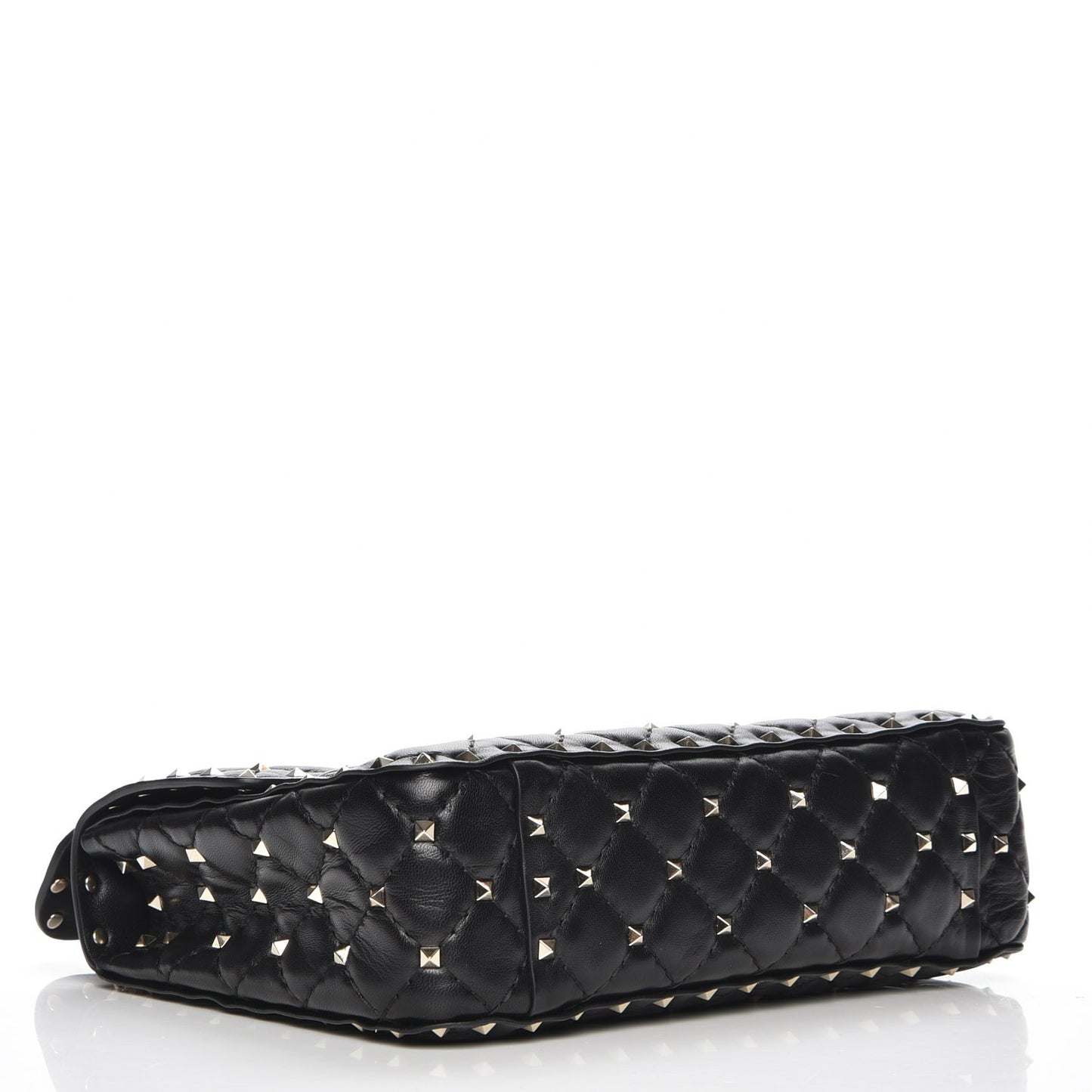 Lambskin Medium Rockstud Spike Shoulder Bag Black