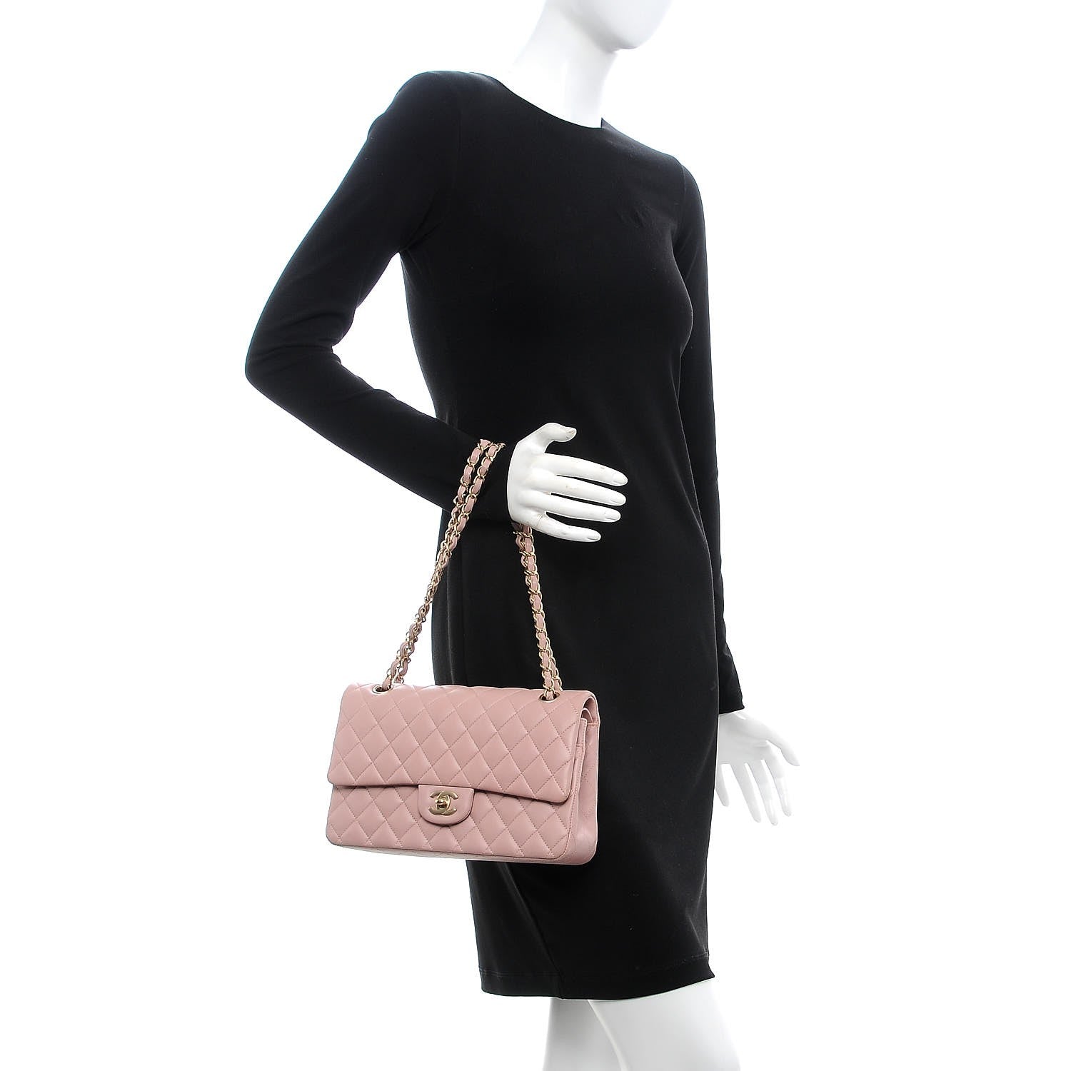 Chanel Lambskin Quilted Medium Double Flap Light Pink 3 of 14