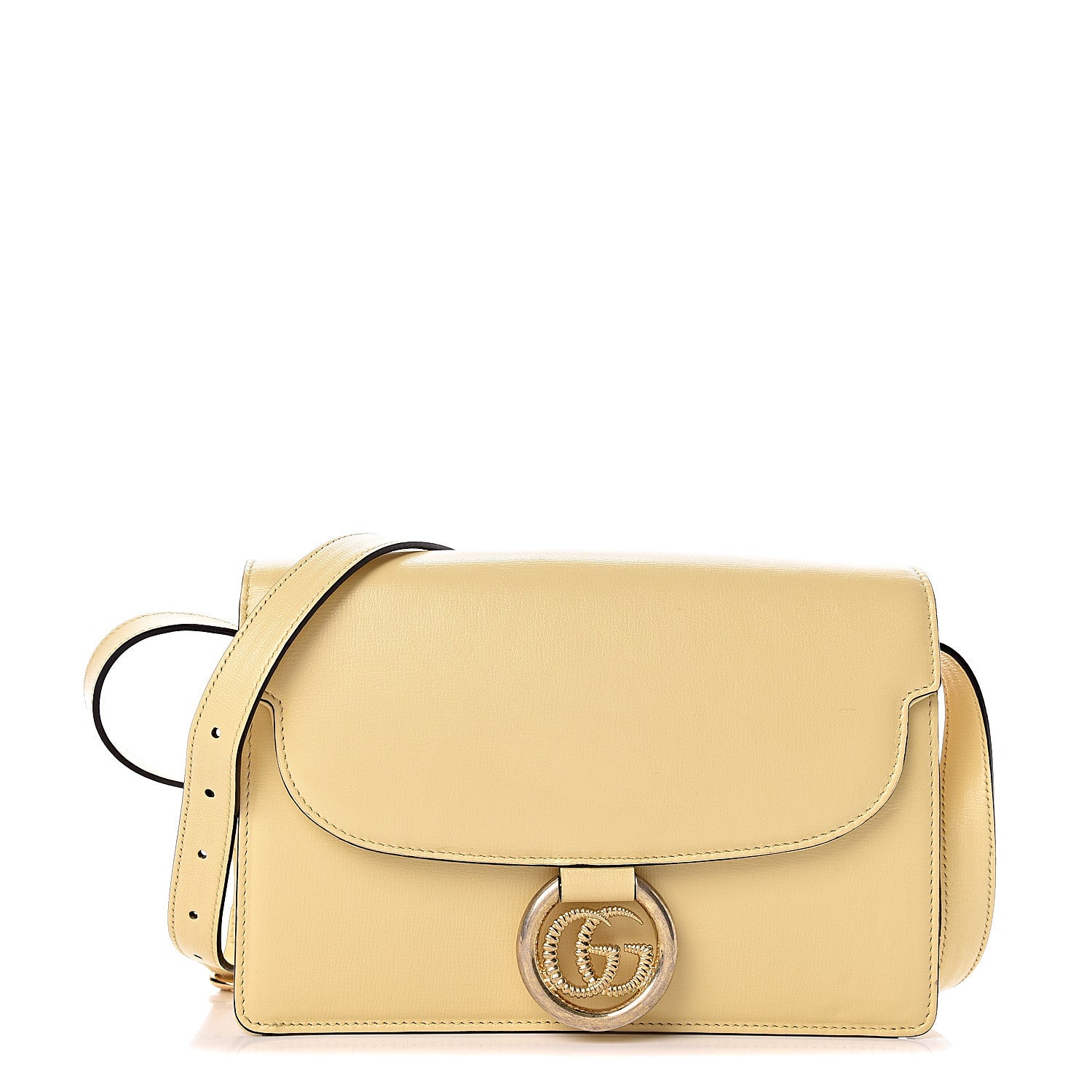 Gucci Textured Calfskin Small Torchon GG Ring Shoulder Bag Butter 1 of 10