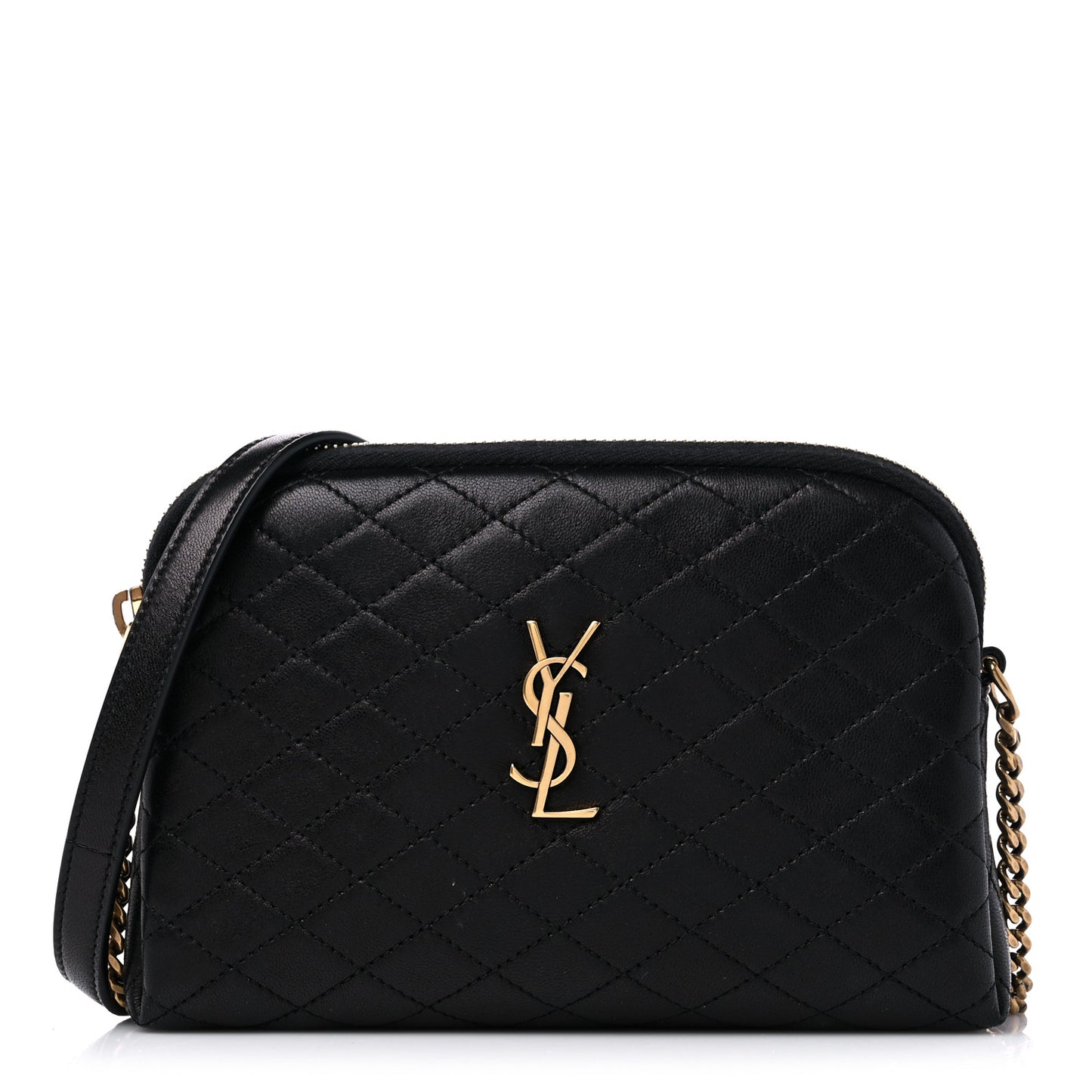 Lambskin Quilted Gaby Zipped Pouch Black