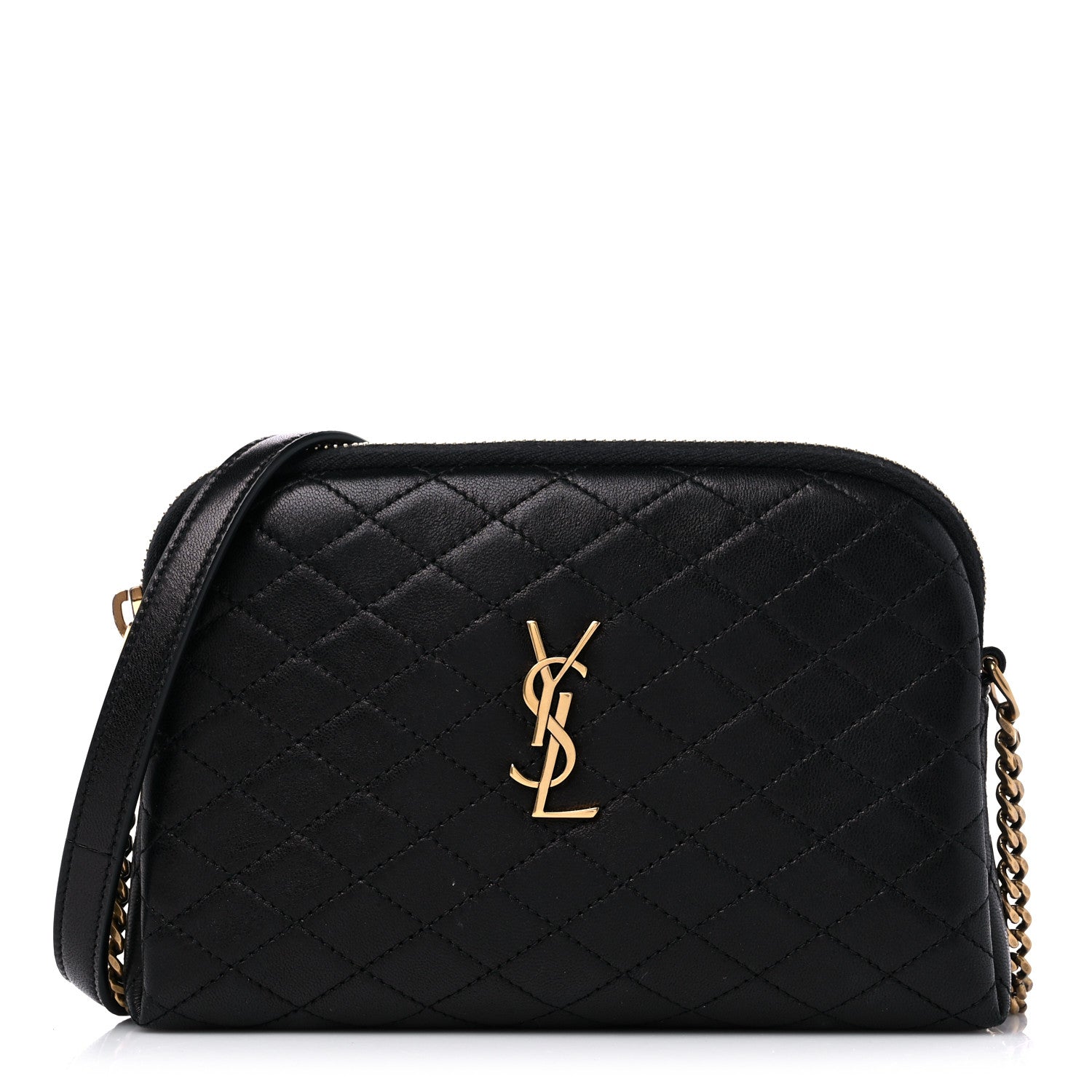 Saint Laurent Lambskin Quilted Gaby Zipped Pouch Black 1 of 10