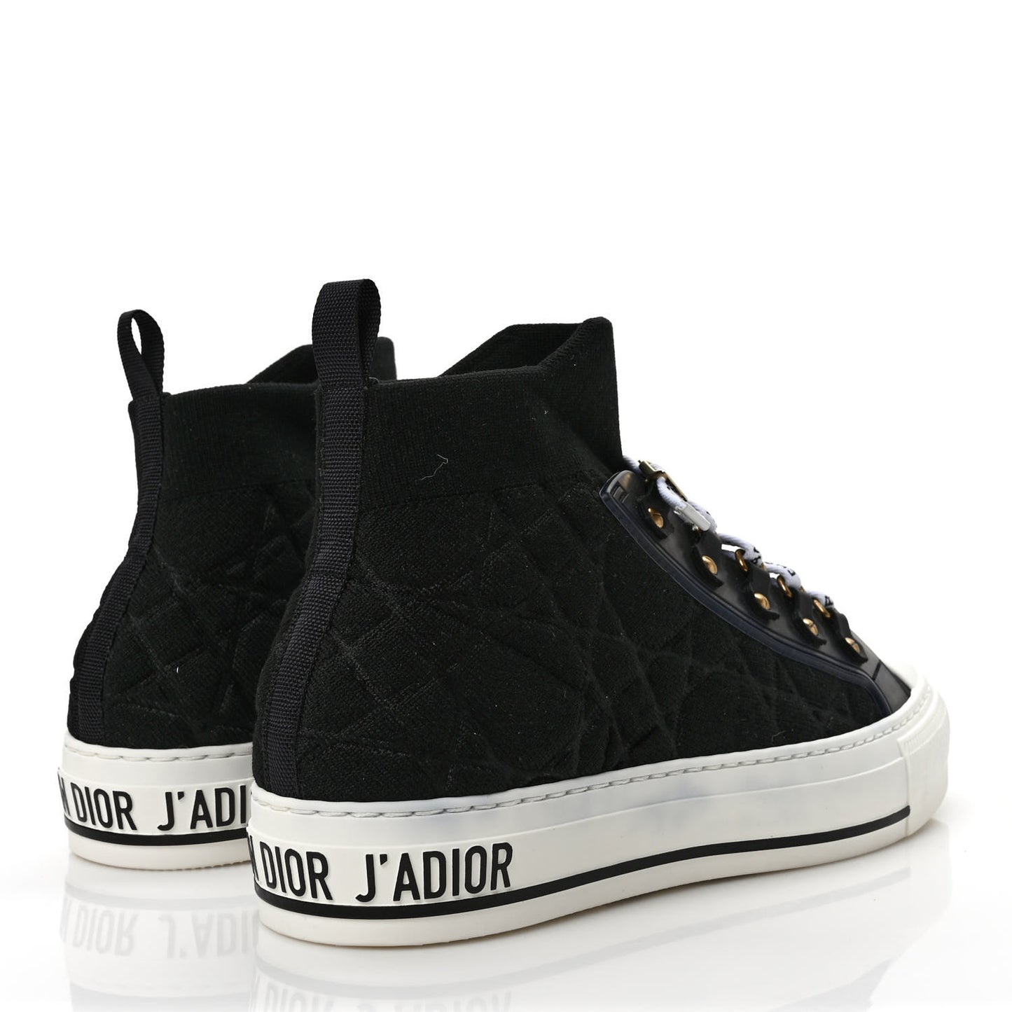 Technical Knit Calfskin Womens Walk'N'Dior High Top Sneaker 37 Black