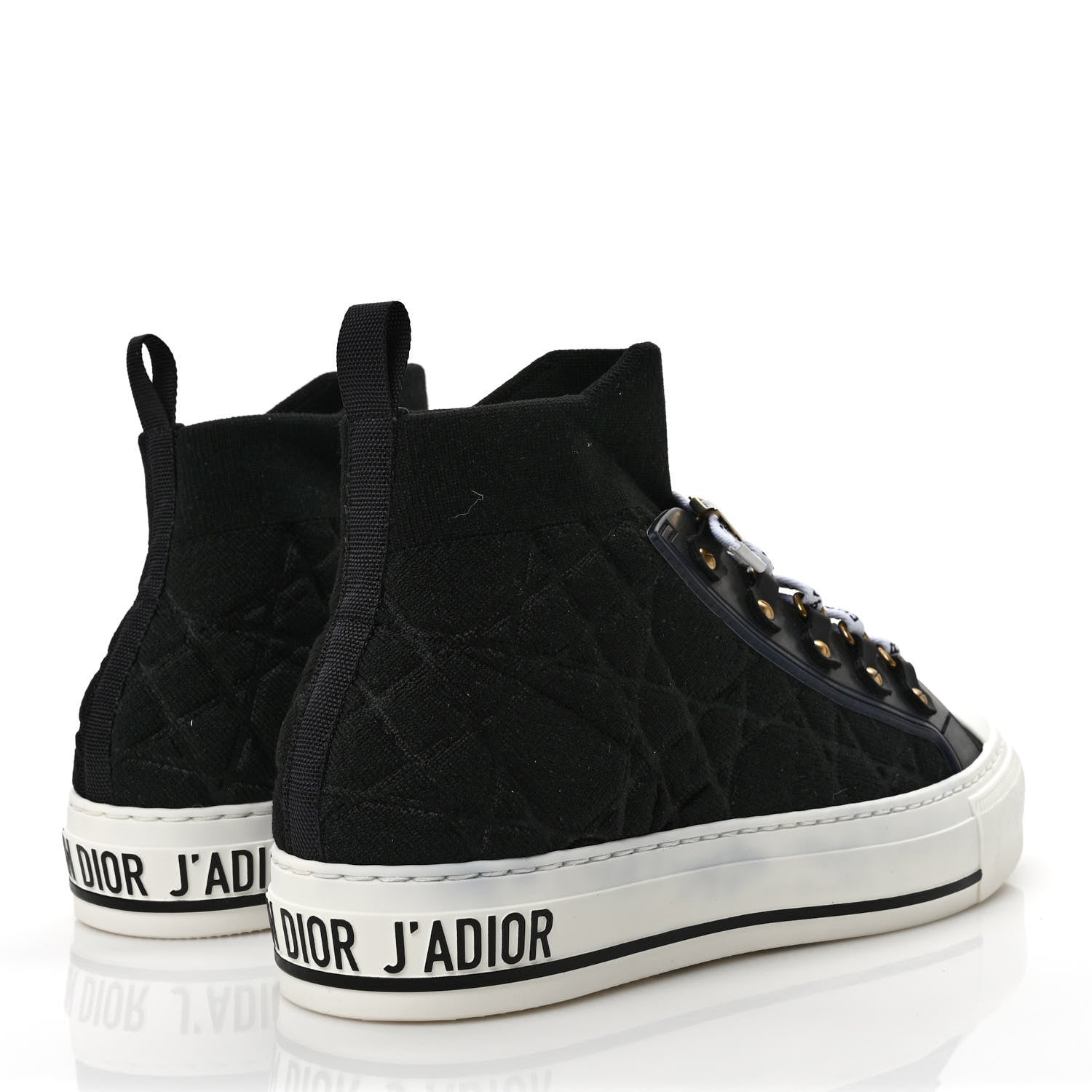 Christian Dior Technical Knit Calfskin Womens Walk'N'Dior High Top Sneaker 37 Black 4 of 9