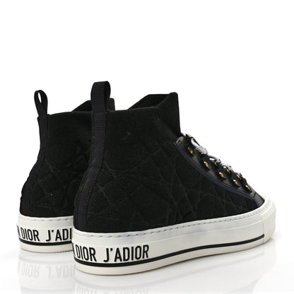 Christian Dior Technical Knit Calfskin Womens Walk'N'Dior High Top Sneaker 37 Black 4 of 9