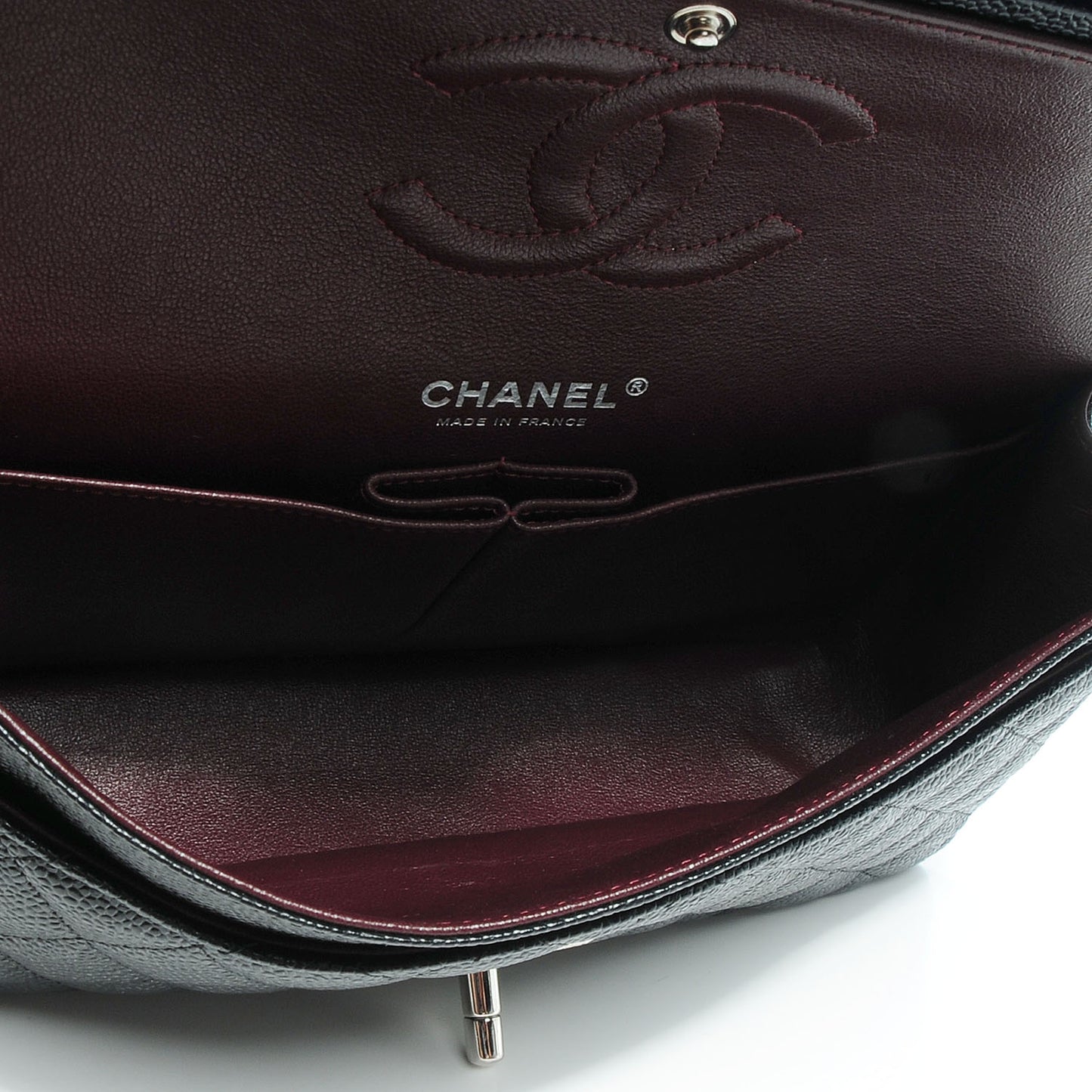 Caviar Quilted Medium Double Flap Black