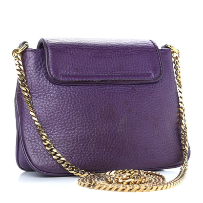 Gucci Metallic Pebbled Calfskin Small 1973 Chain Shoulder Bag Purple 2 of 8