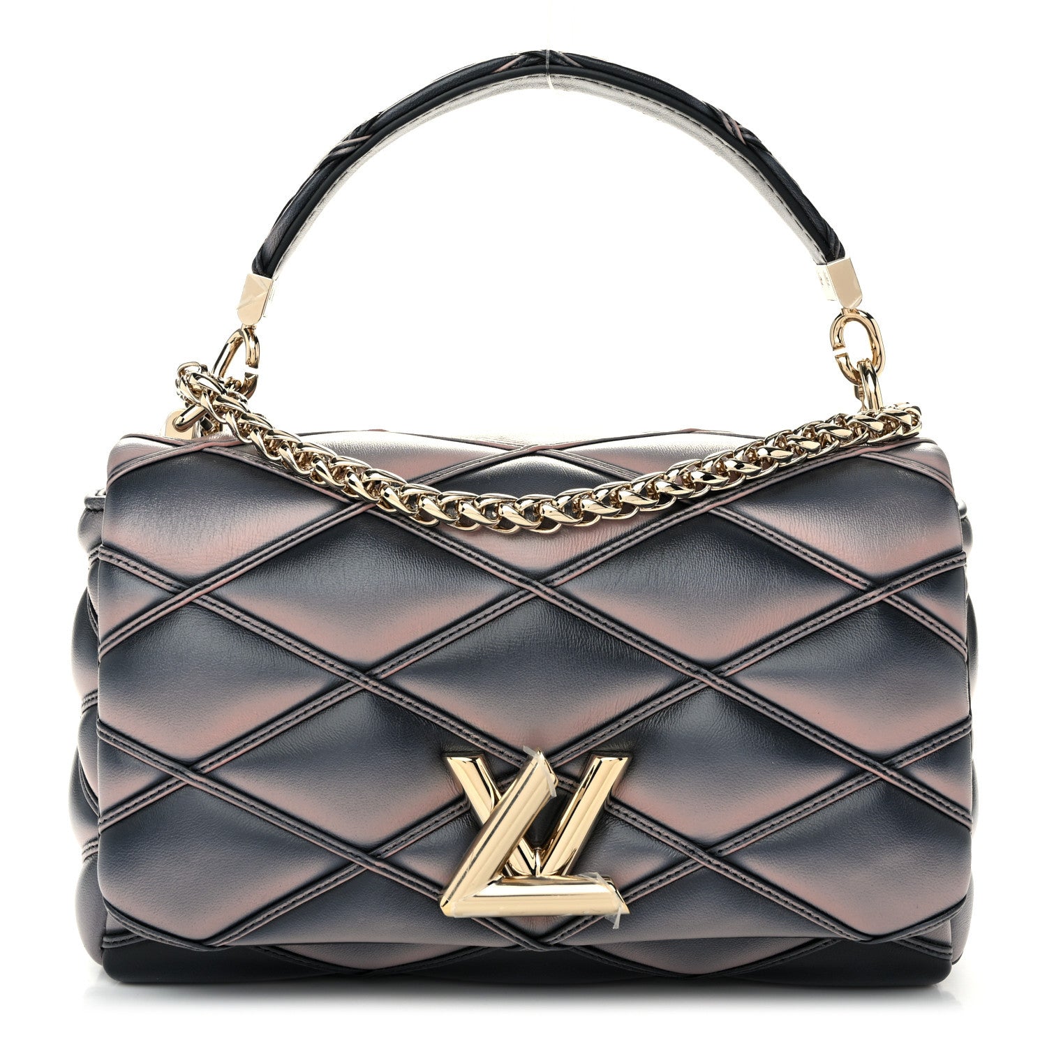 Louis Vuitton Lambskin Malletage Top Handle GO-14 MM Black Pink 1 of 11
