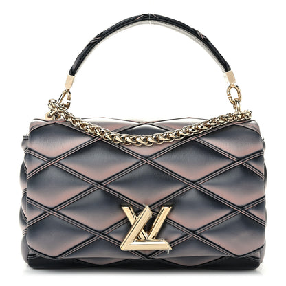 Louis Vuitton Lambskin Malletage Top Handle GO-14 MM Black Pink 1 of 11