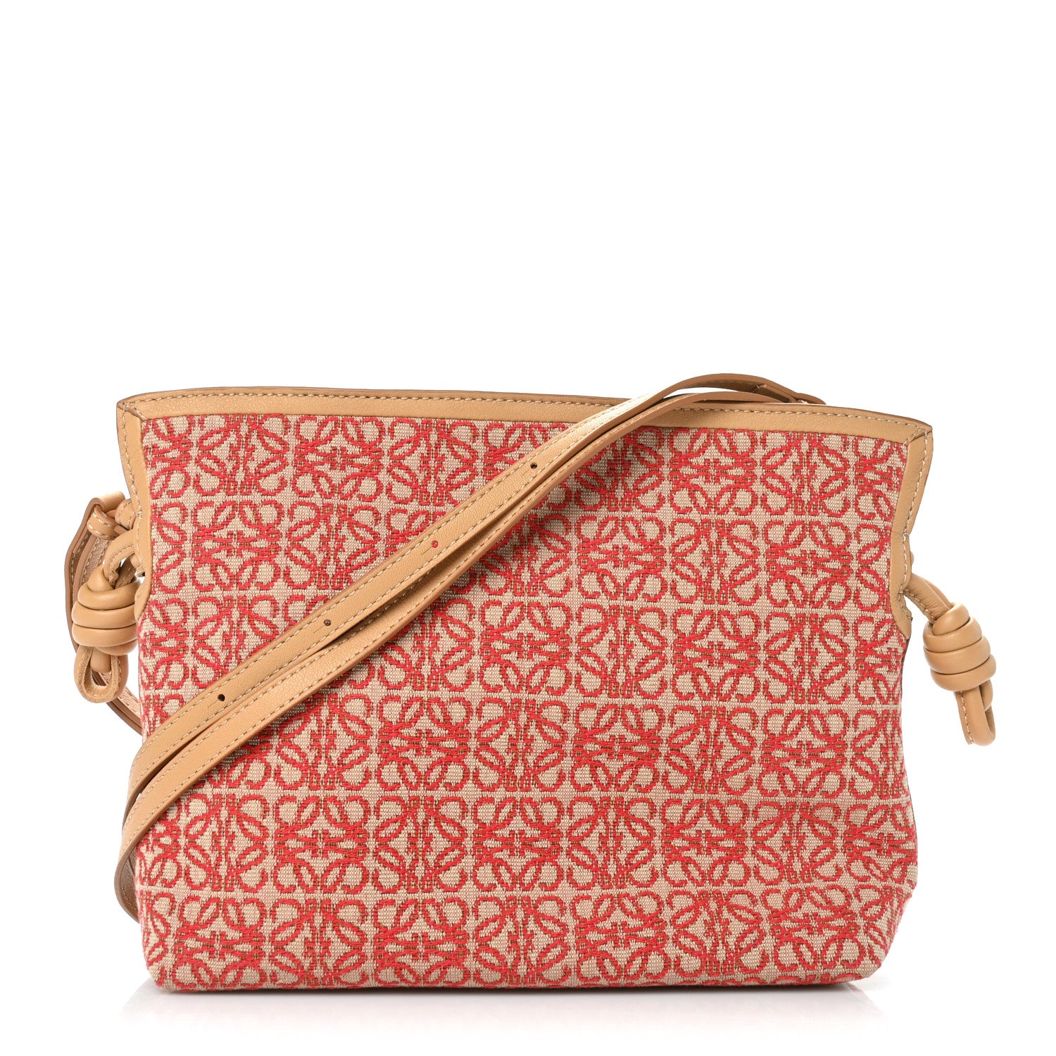 Loewe Jacquard Anagram Calfskin Mini Flamenco Knot Clutch Red Warm Desert 1 of 8