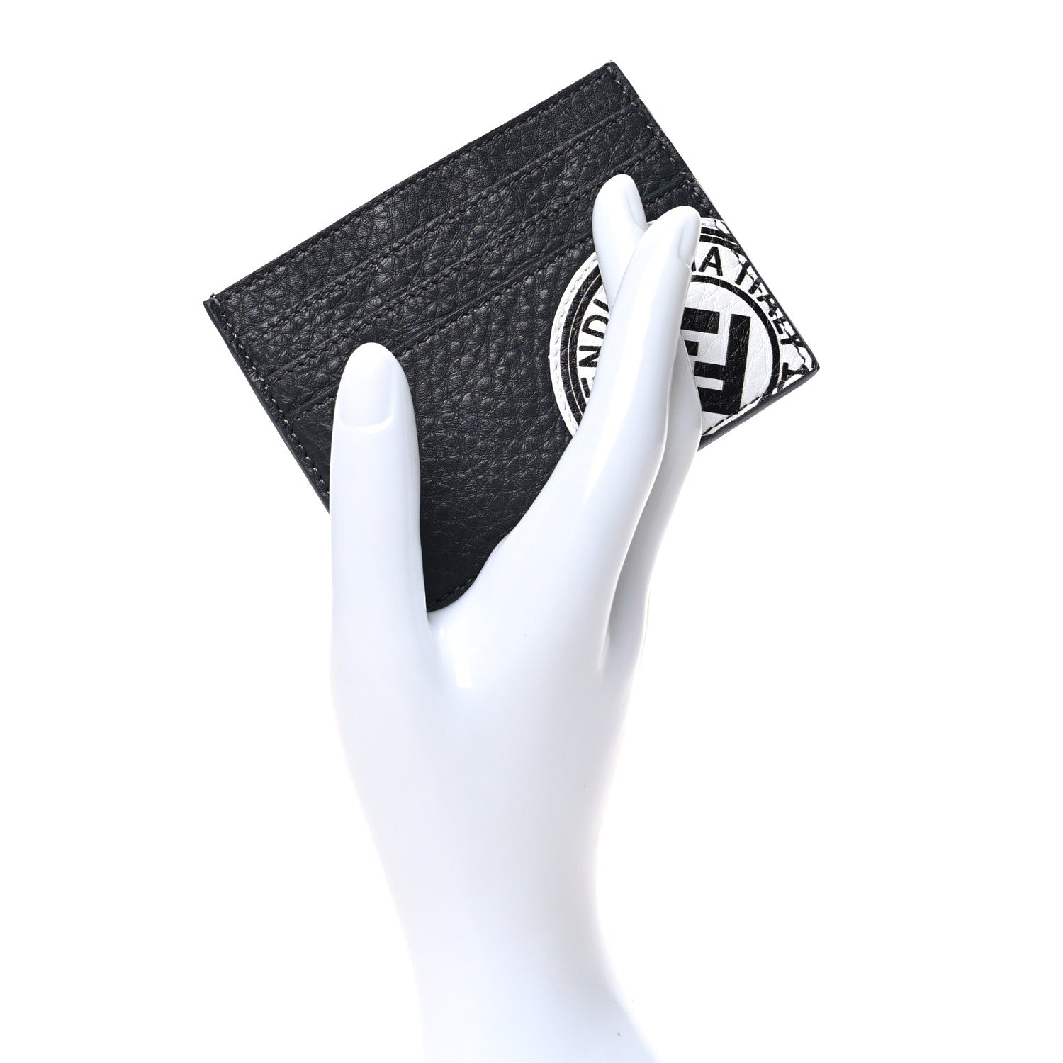 Fendi Cuoio Romano Stamp Patch Card Holder Asfalto 2 of 11