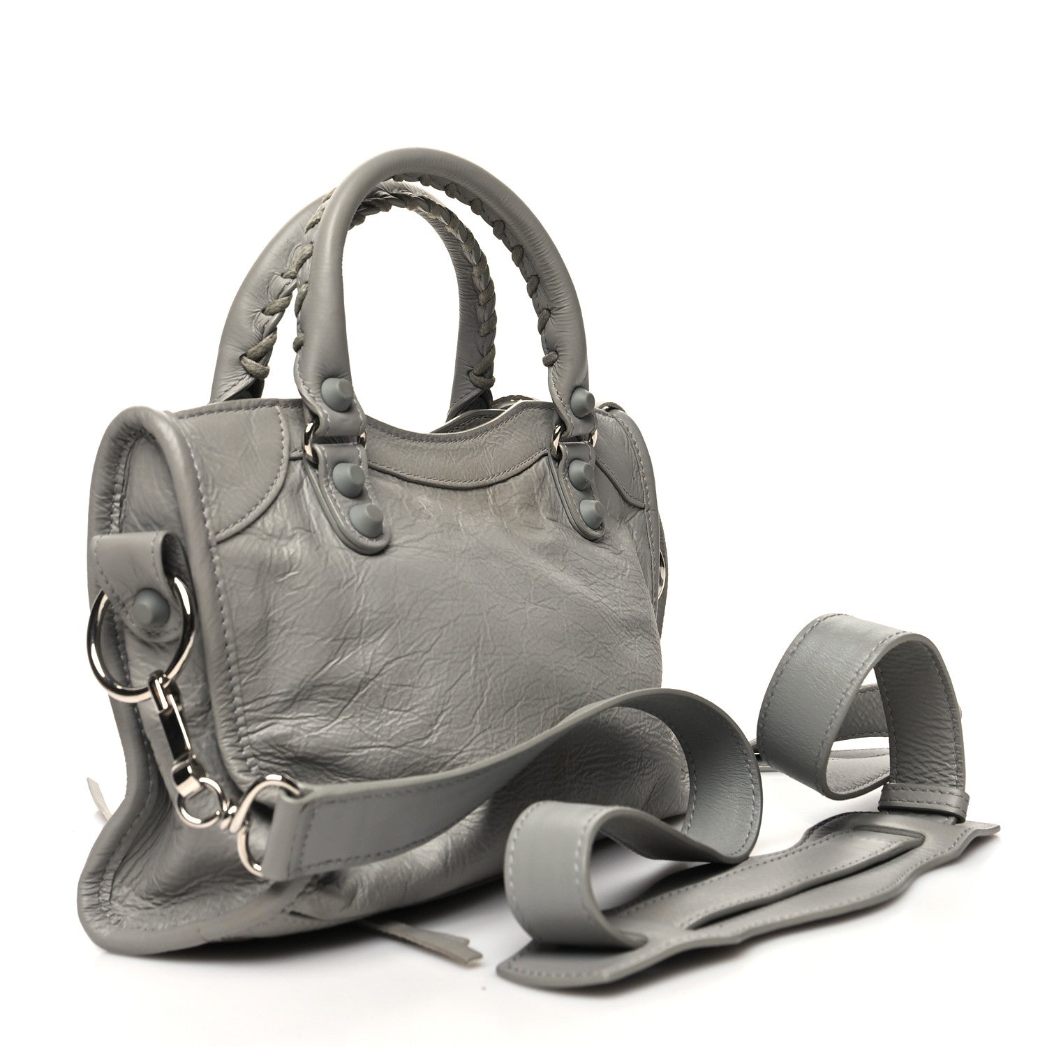 Balenciaga Matte Goatskin Rubber Covered Classic Hardware Mini City Gris Glace 4 of 14