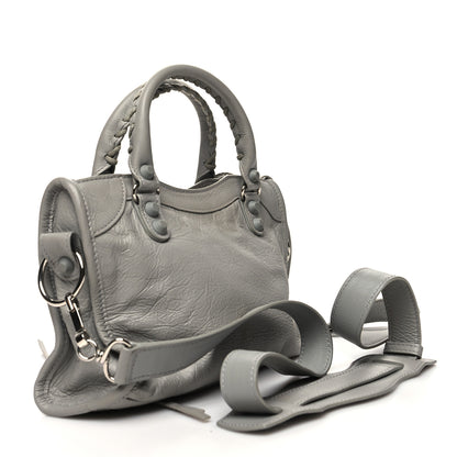 Balenciaga Matte Goatskin Rubber Covered Classic Hardware Mini City Gris Glace 4 of 14