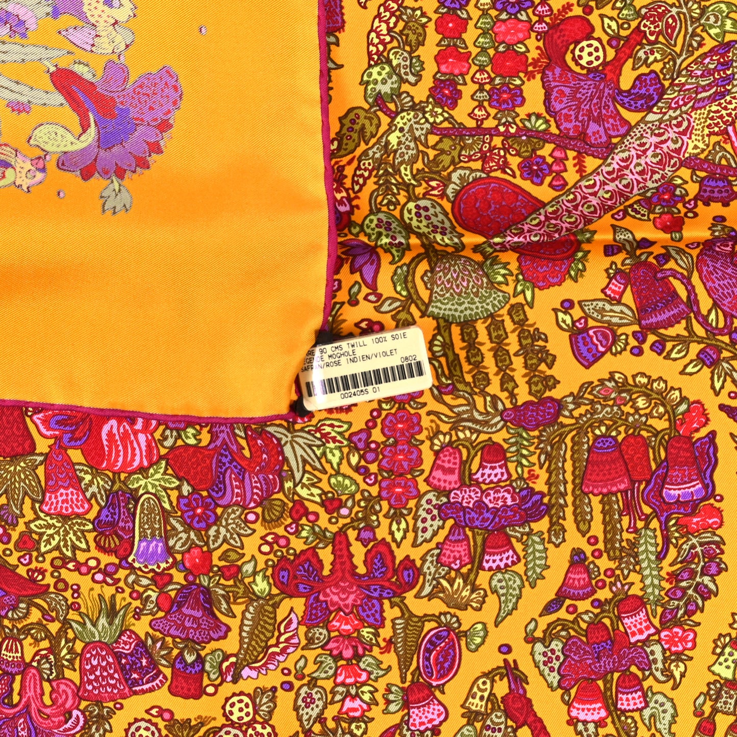 Silk Legende Moghole Scarf 90 Safran Rose Indien Violet